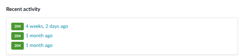 Recent activity of a webhook